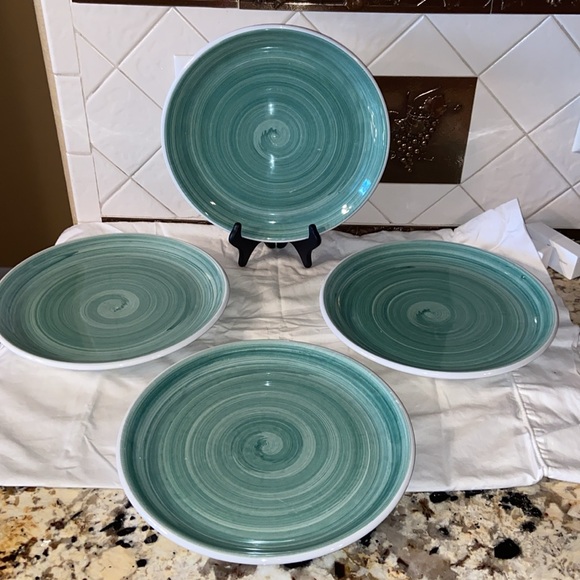 RARE VTG Caleca solid Hand Painted dinner Plates Made In Italy Set Of 4 - Picture 2 of 12